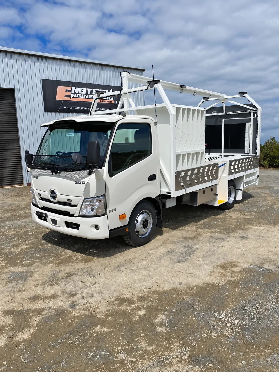 White traffic management work truck