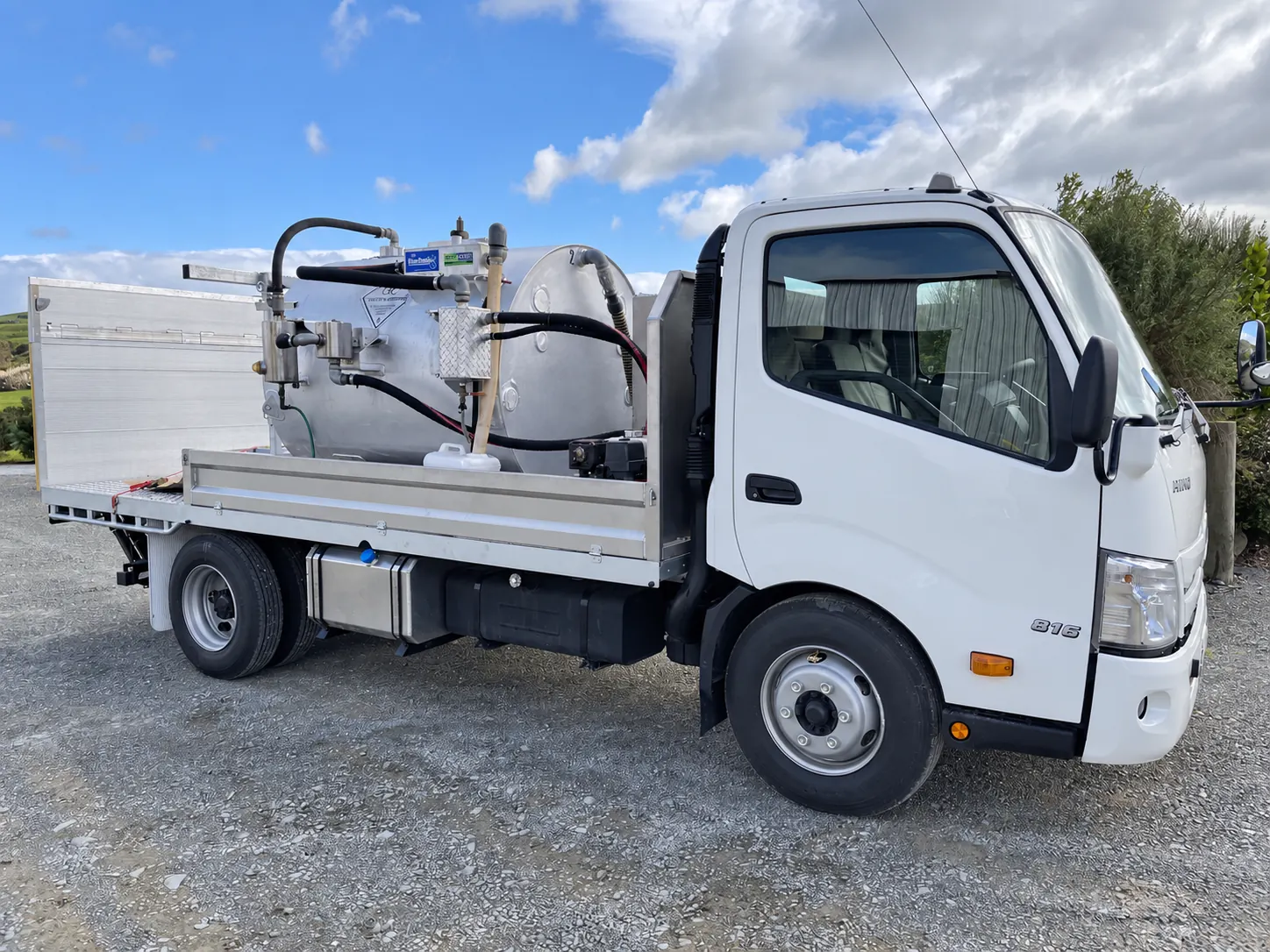 White flatbed truck