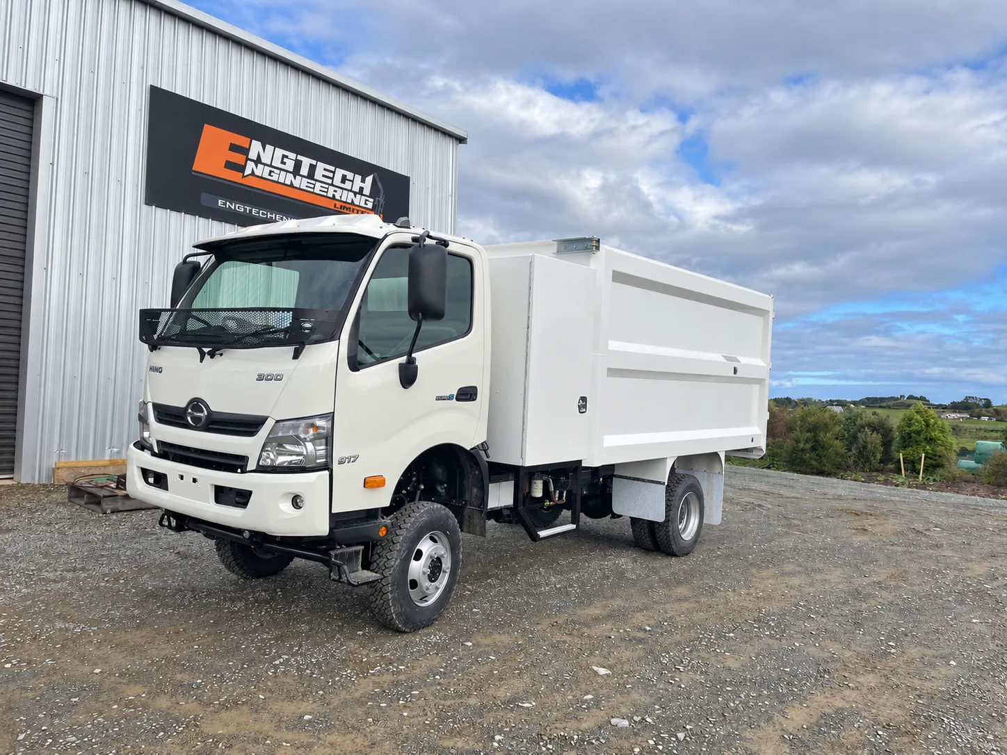 White tipper truck body