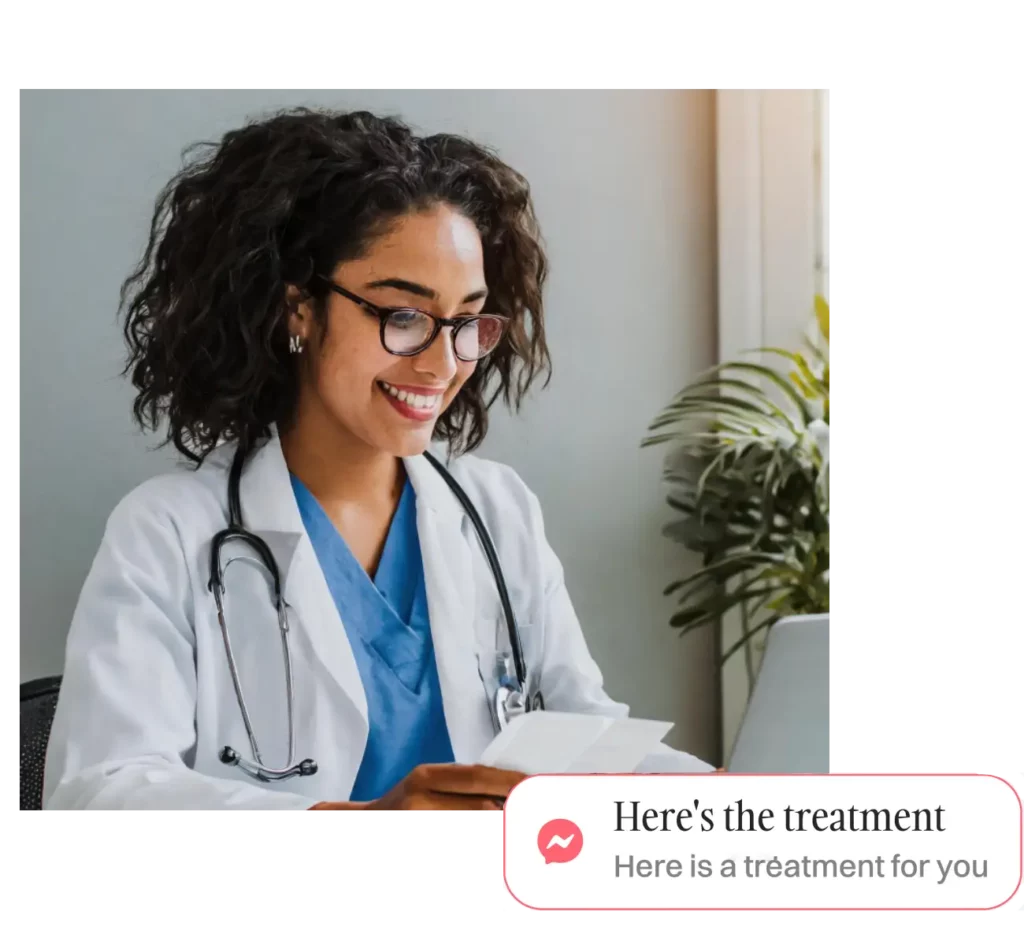 Woman speaking with a healthcare practitioner about her health