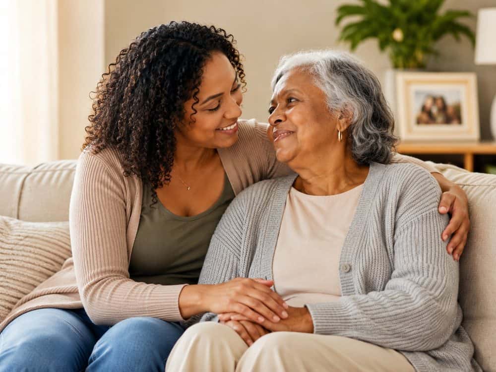 A daughter caring for her mother at home