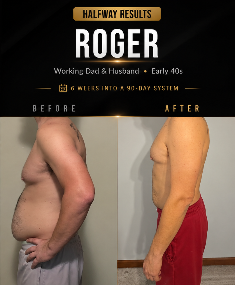 Roger — Working Dad & Husband, Early 40s — Halfway results, 6 weeks into a 90-day system