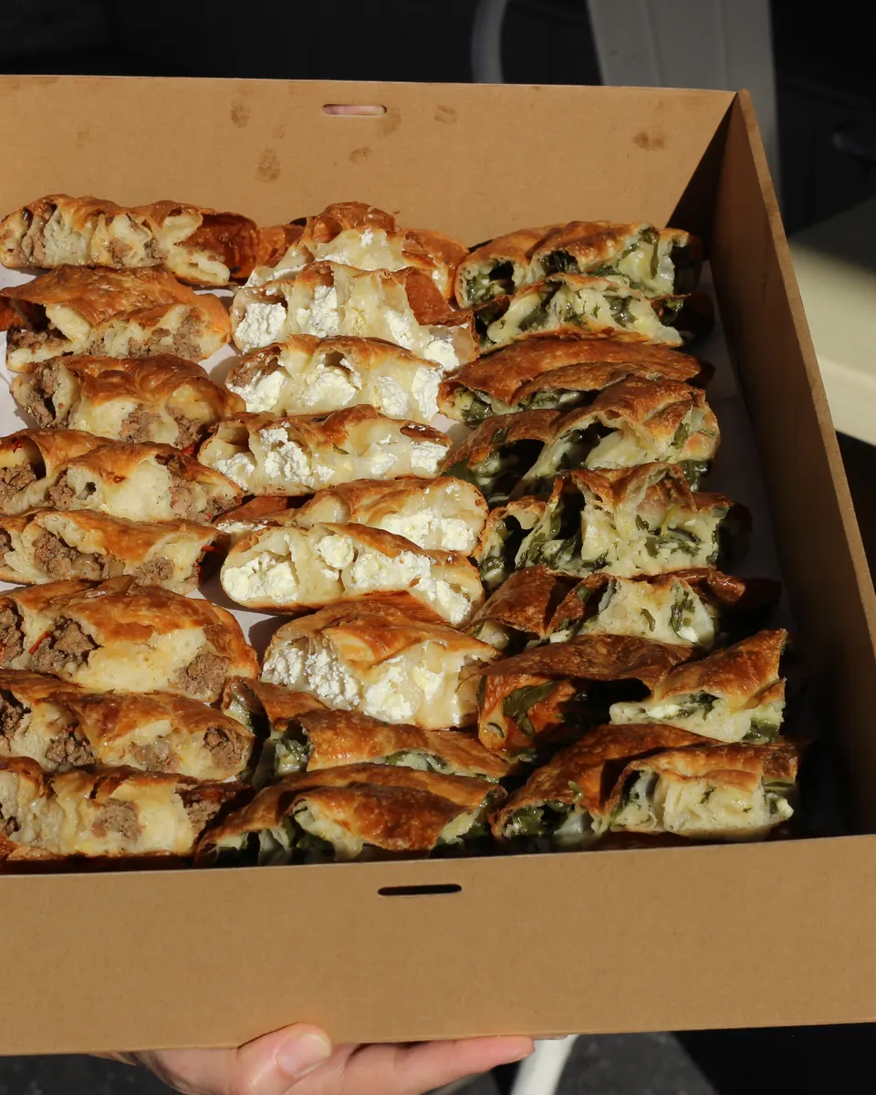 Rose Borek mix platter with spinach, cheese and meat börek pieces
