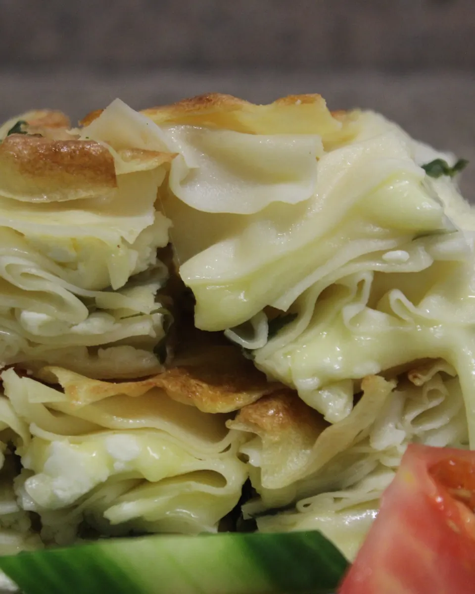 Silky su böreği water börek with feta and parsley