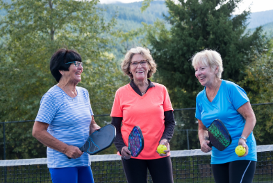 Active women enjoying pickleball