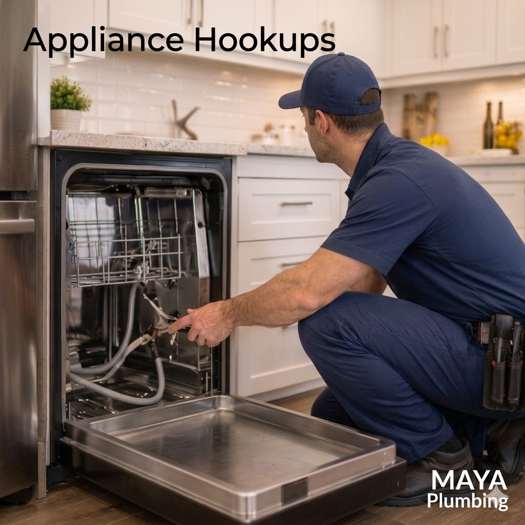 Professional dishwasher and laundry appliance hookup services in an Ottawa residential kitchen