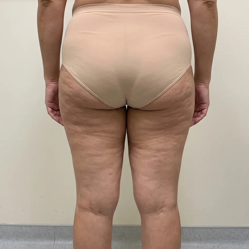 Before: back of client's thighs prior to Cryoskin treatment
