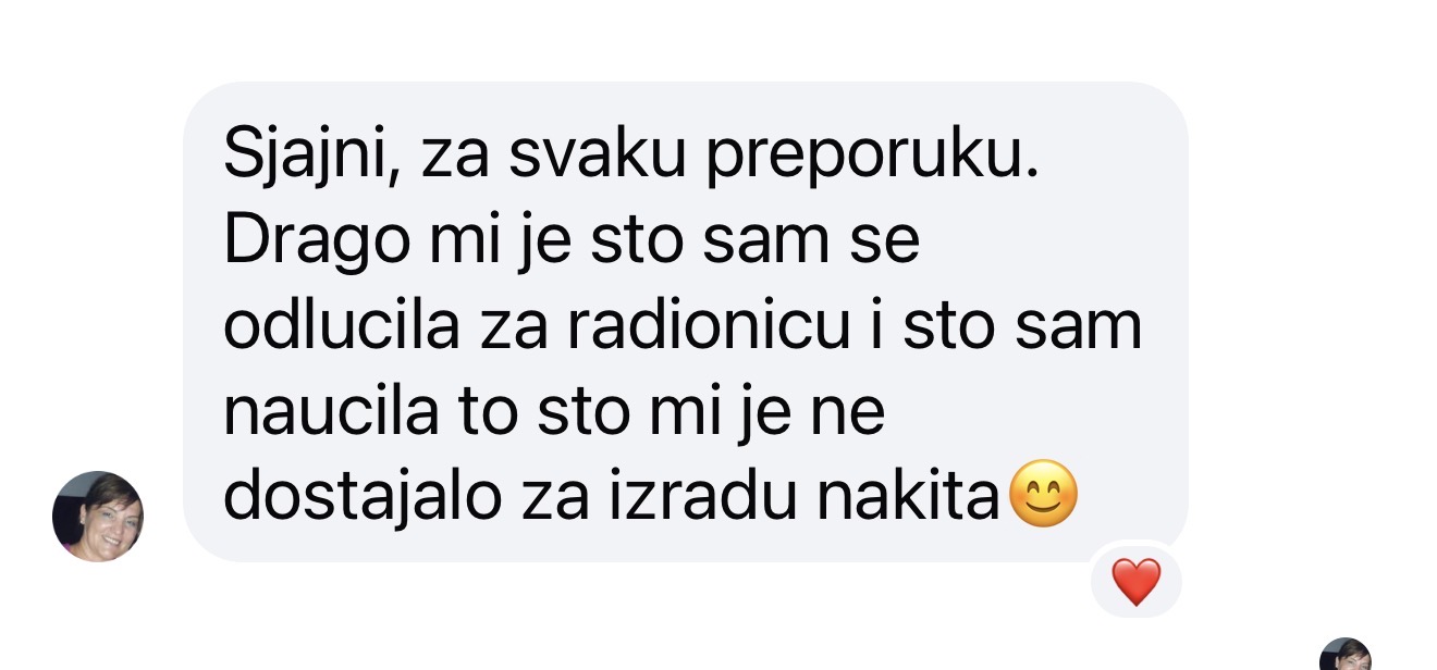 Utisak polaznice posle radionice izrade nakita