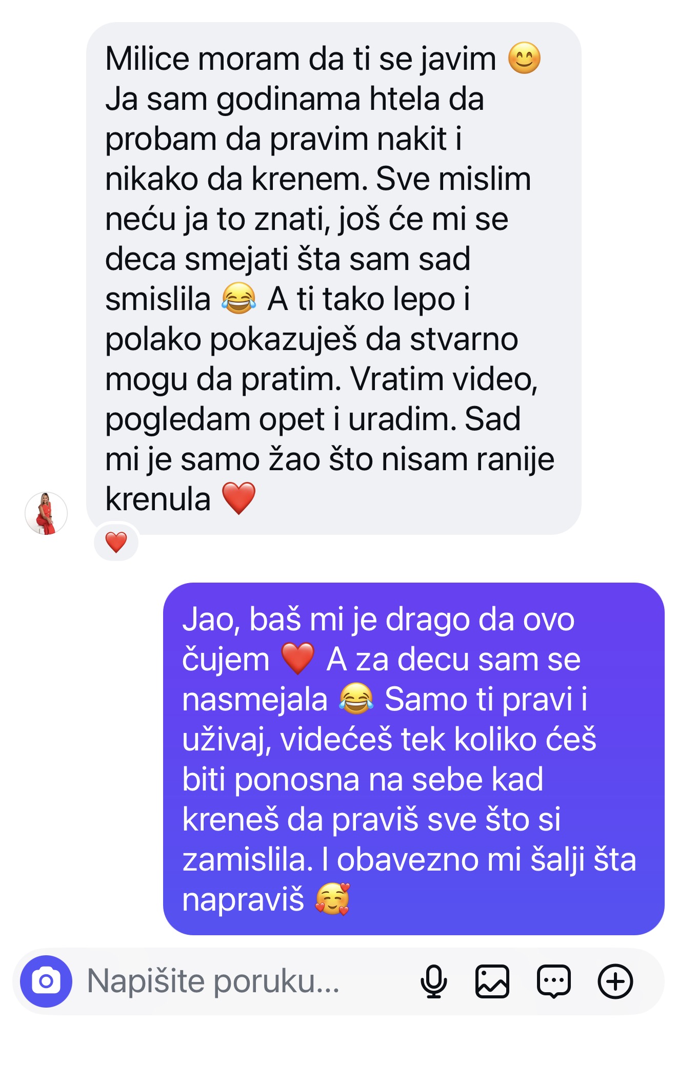 Poruka polaznice o kursu i podršci