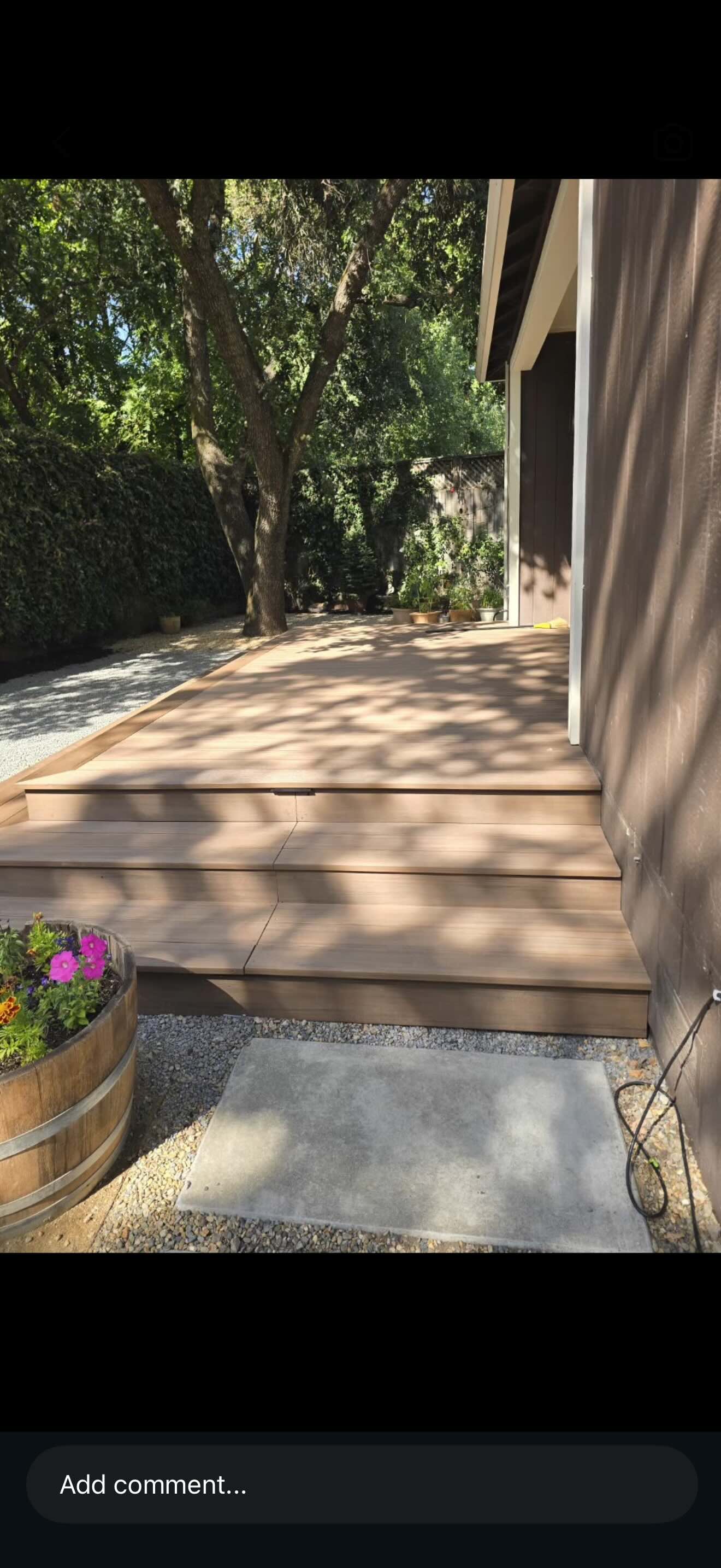 After: finished backyard hardscape design and new deck install in Sonoma County