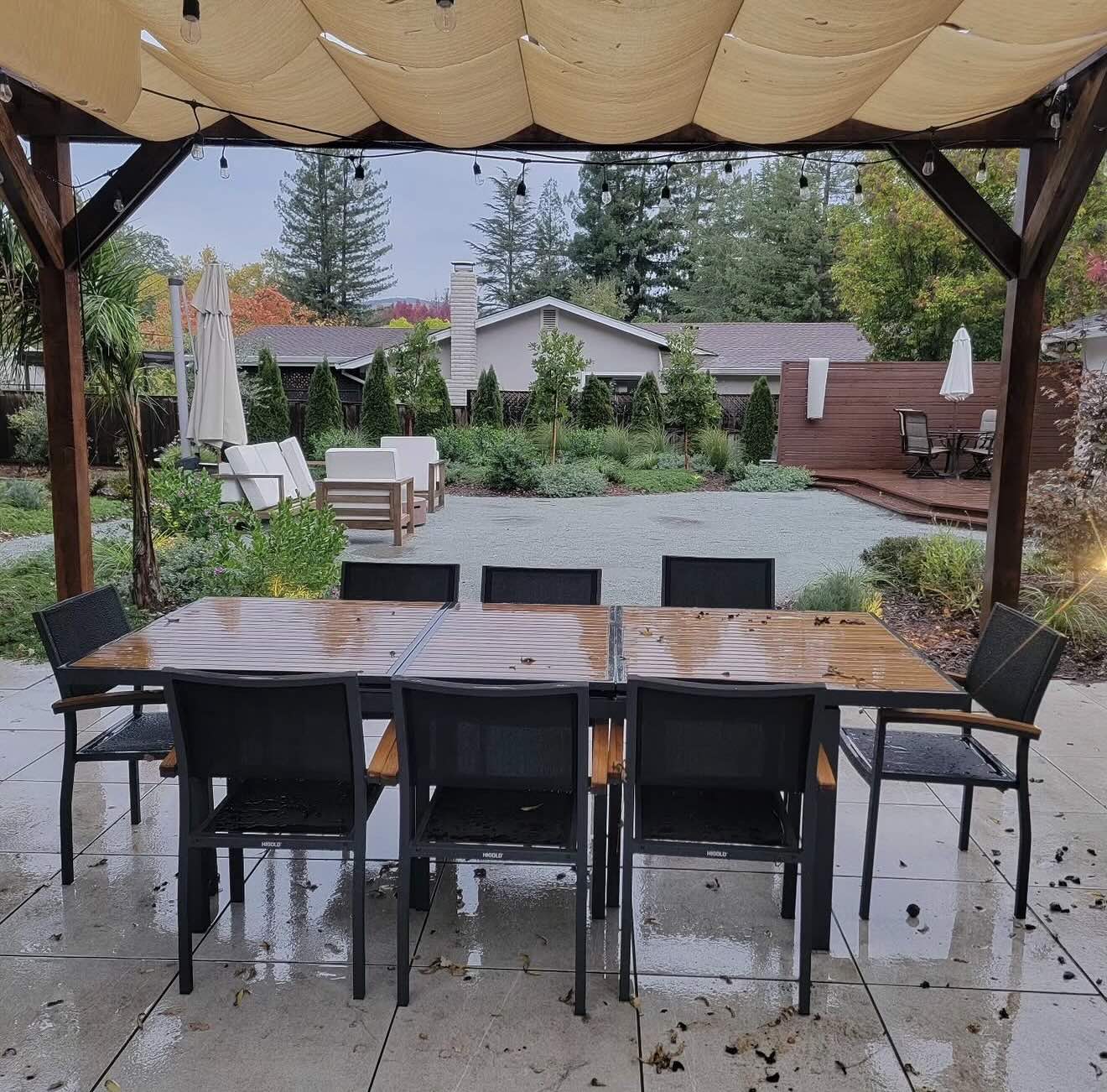 Recent outdoor living project including gazebo completed by RE Landscape Sonoma