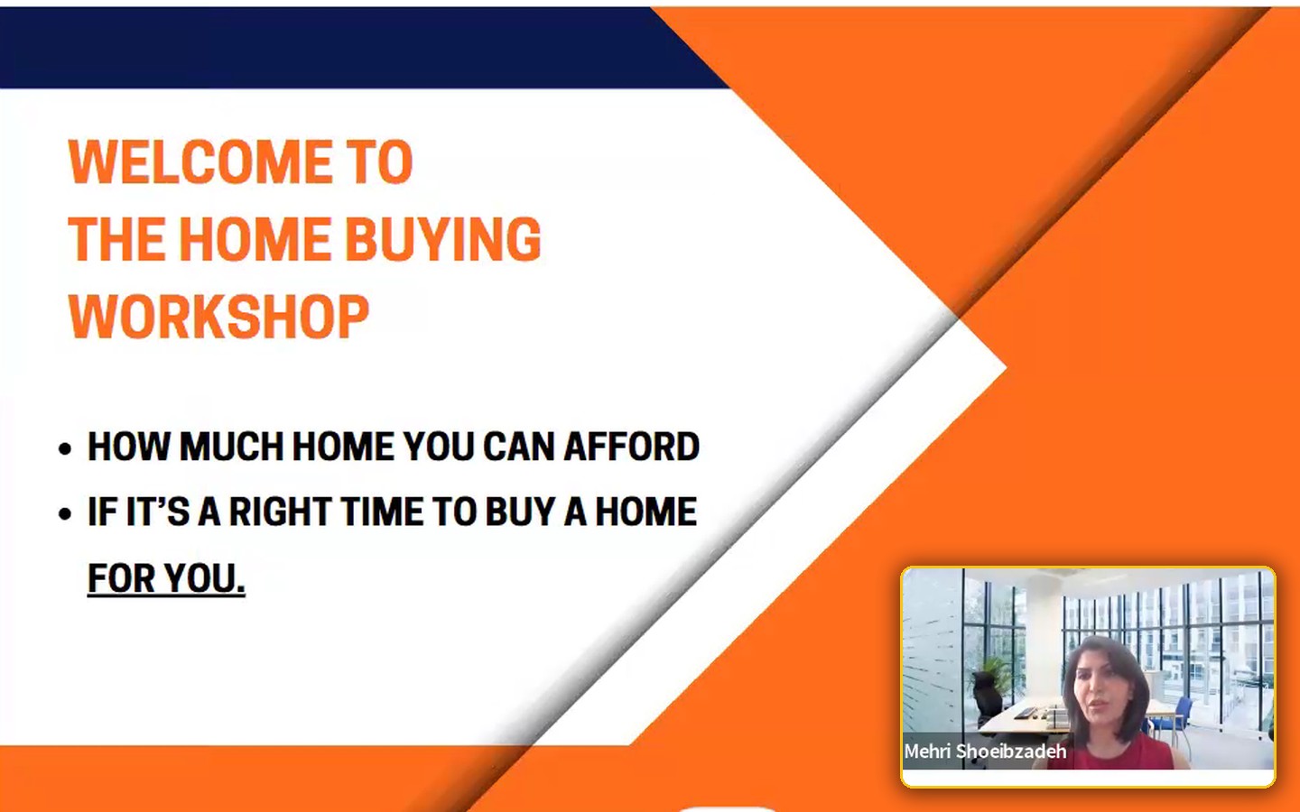 Mehri teaching the Home Buying Secrets workshop