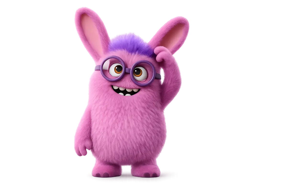 K5 Gifted character looking curious and scratching head