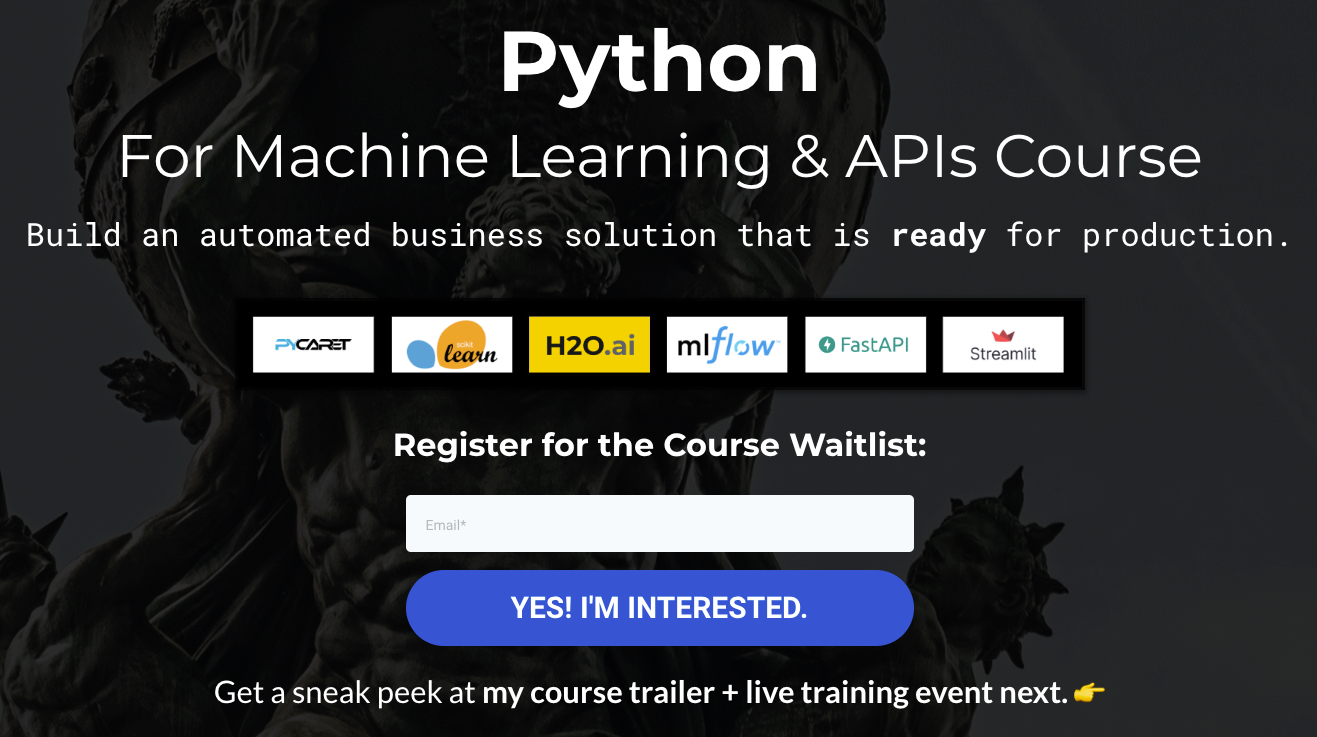 Python for Machine Learning & APIs Course Waitlist