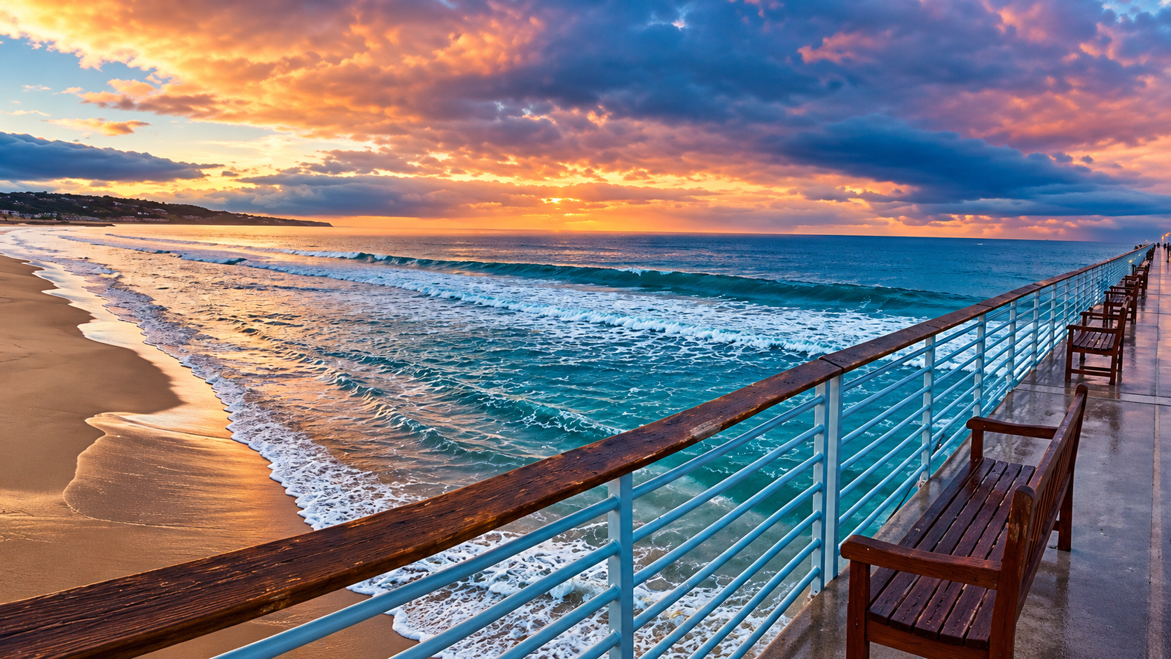 Full-bleed hero photo — ocean at golden hour