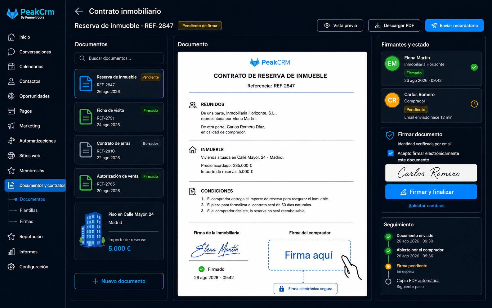 Encargo inmobiliario listo para firmar electrónicamente