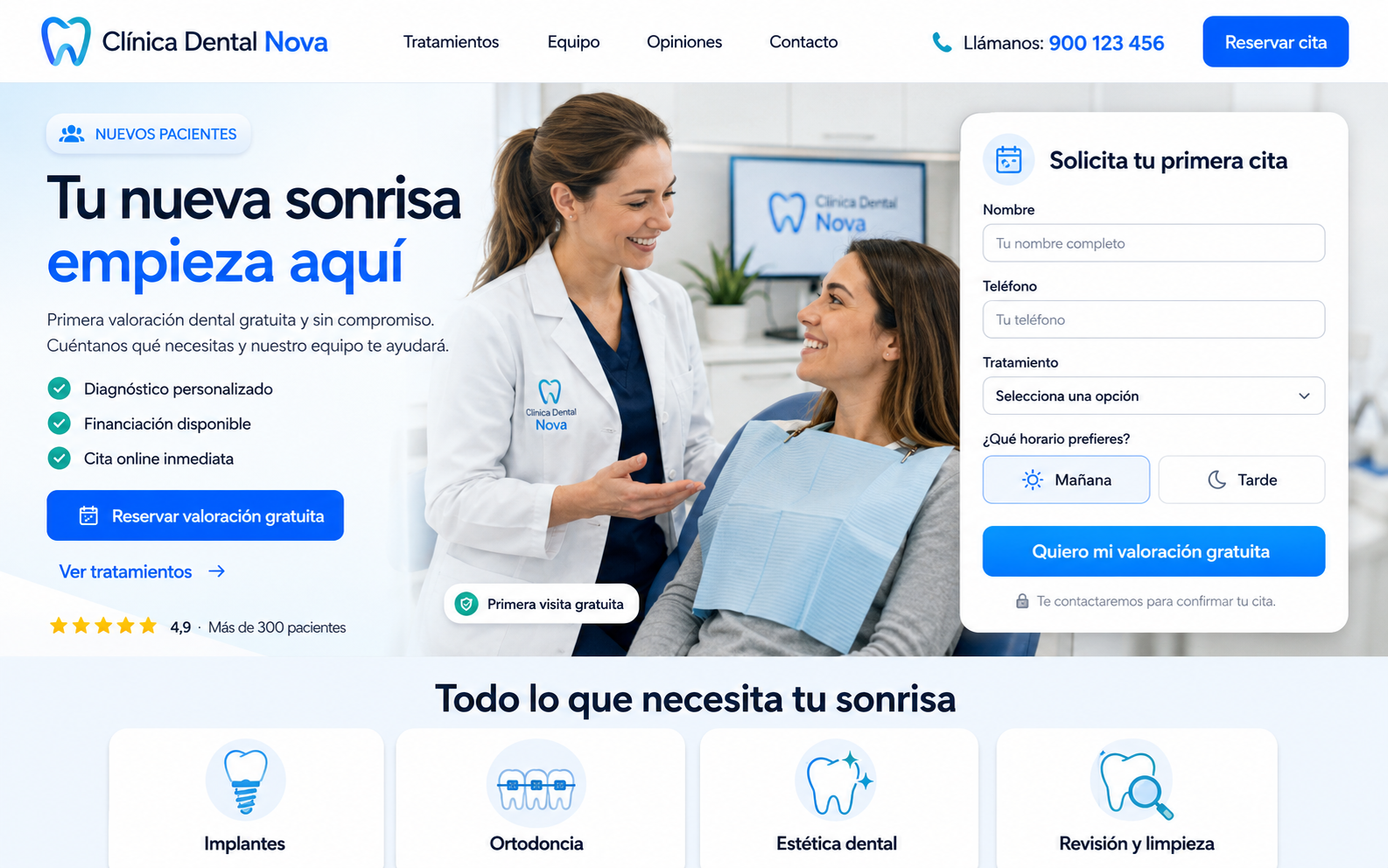 Constructor de landings de campaña para clínicas