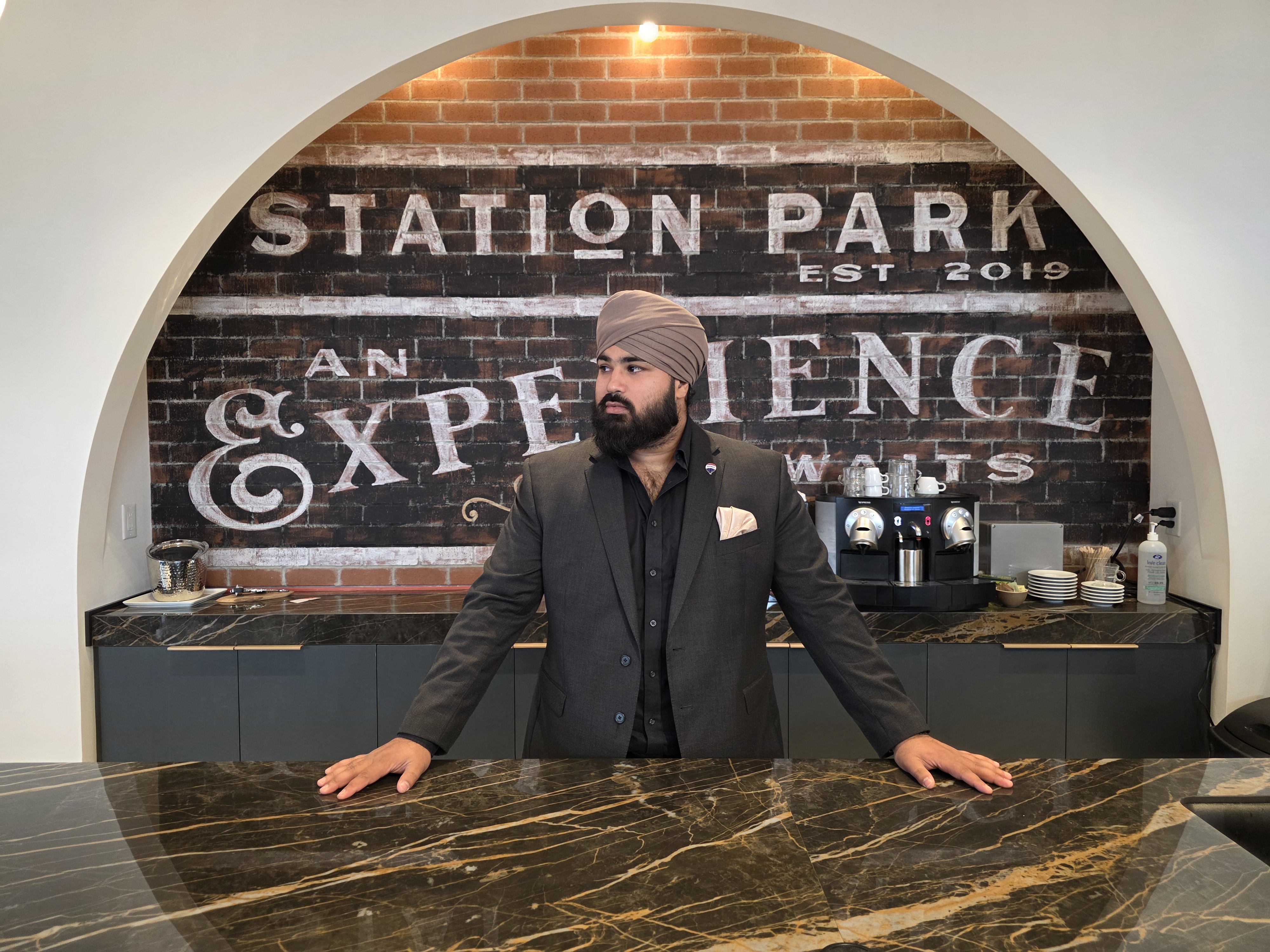 Harman at the coffee bar