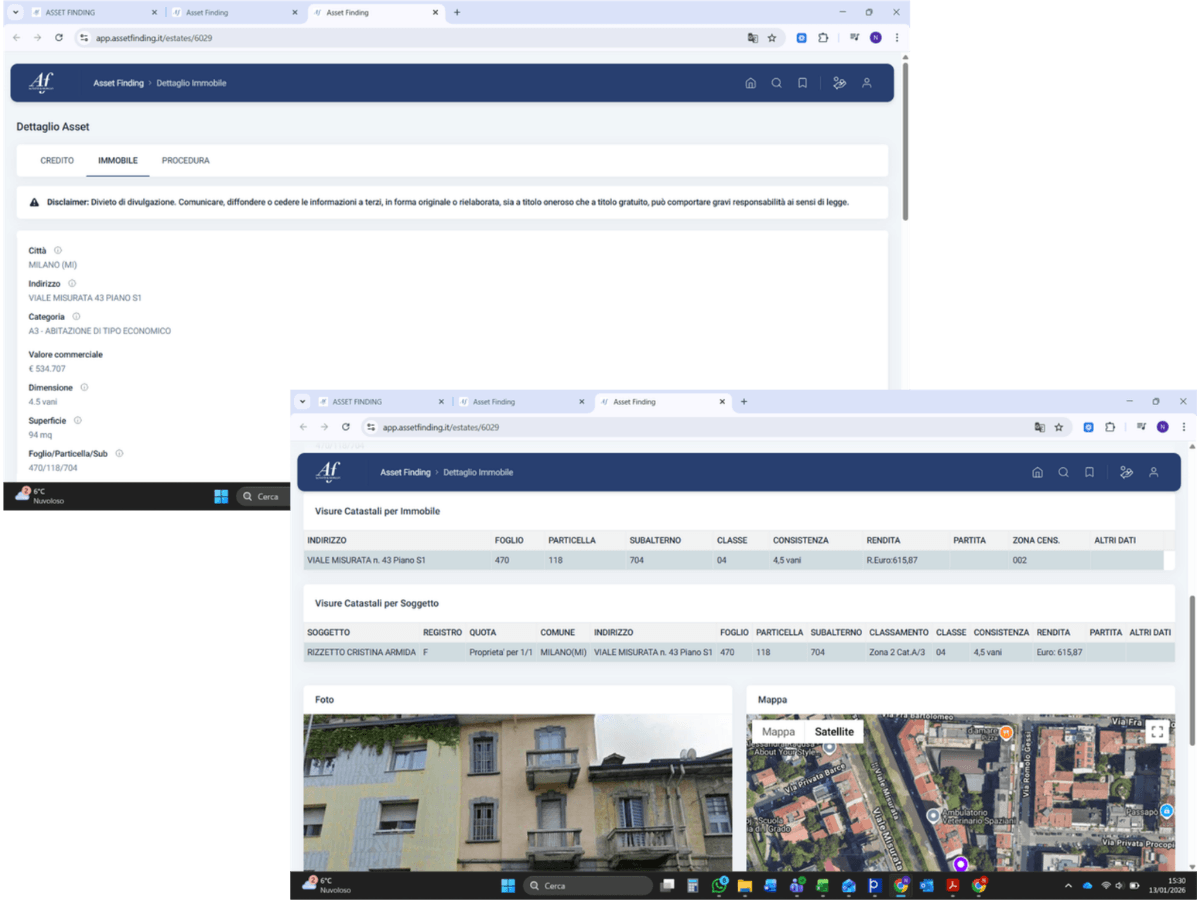 Asset Finding — sezione Immobile