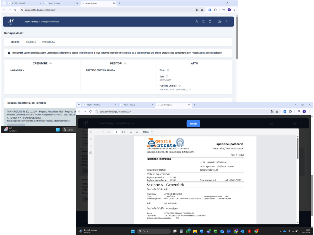 Asset Finding — sezione Credito