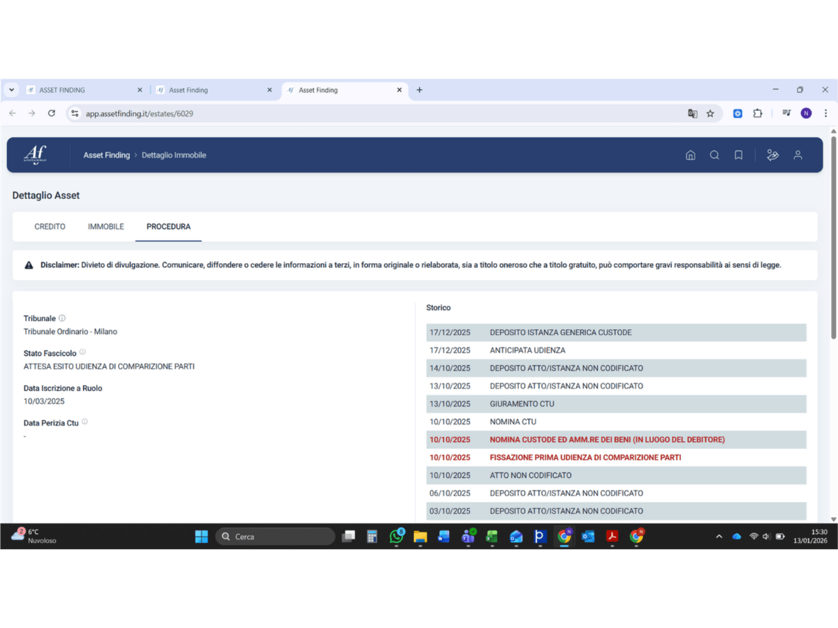 Asset Finding — sezione Procedura