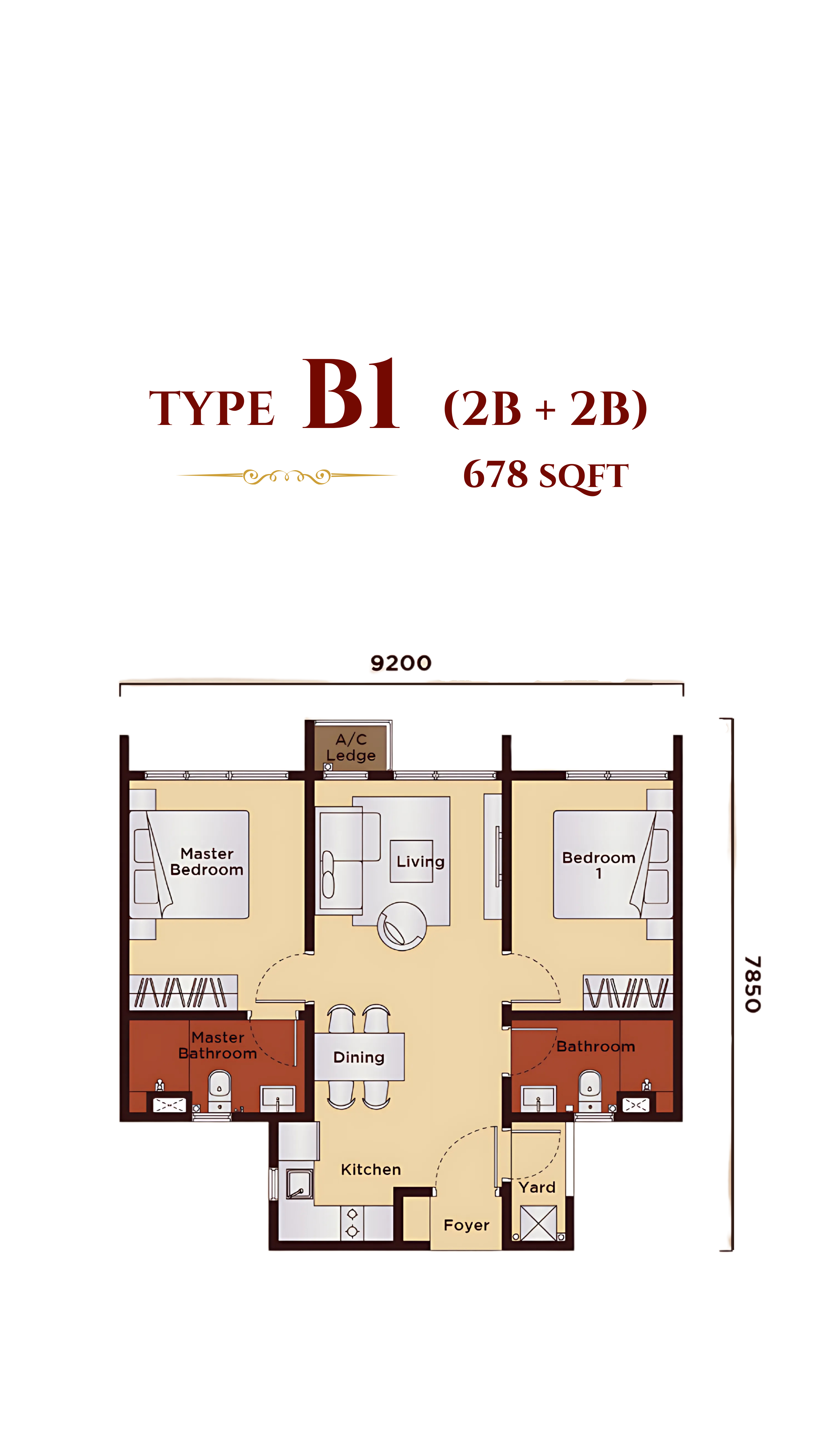 2bedroom condo layout in Bukit Jalil near LRT Awan Besar