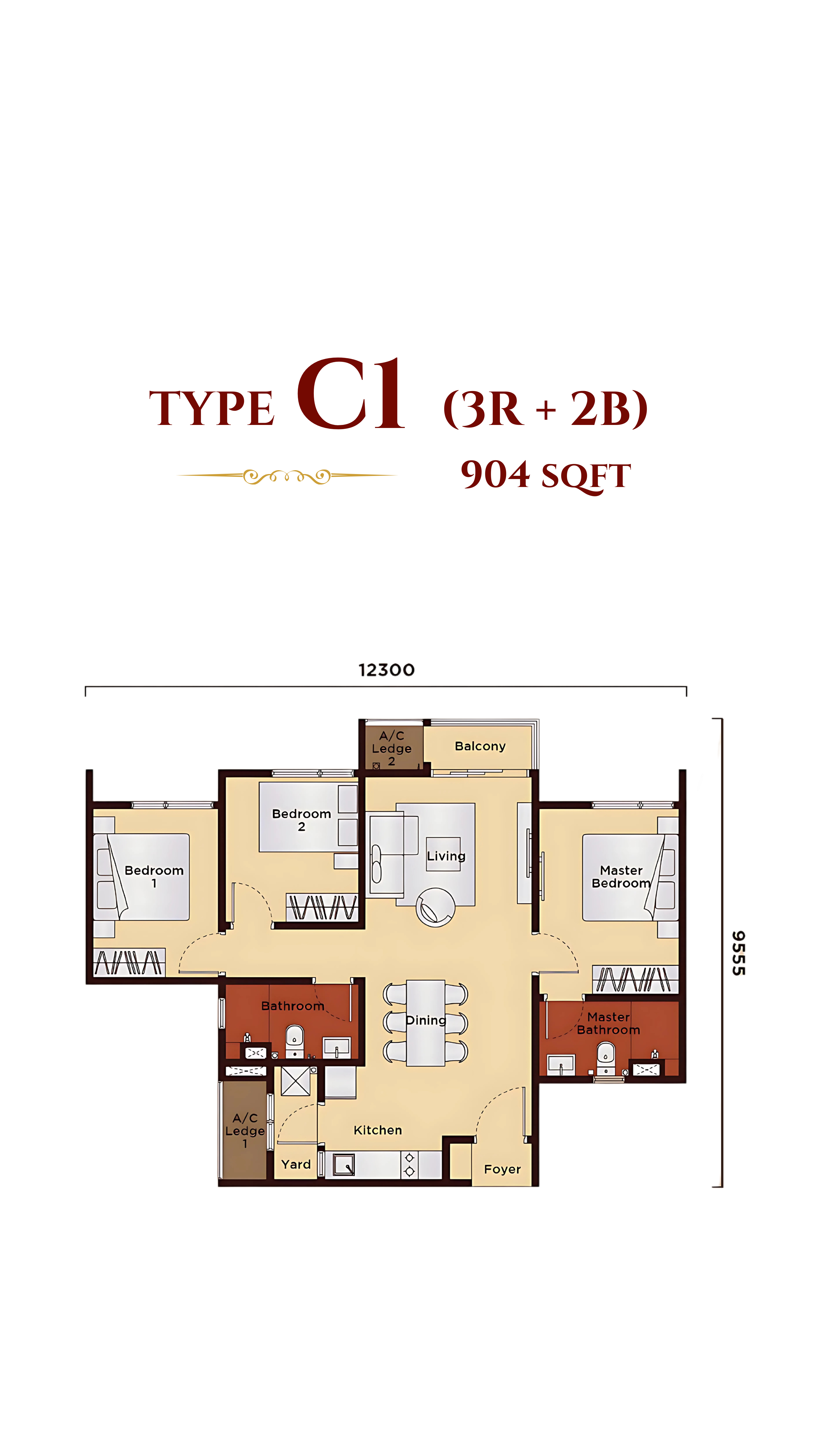 3bedroom condo layout in Bukit Jalil near LRT Awan Besar
