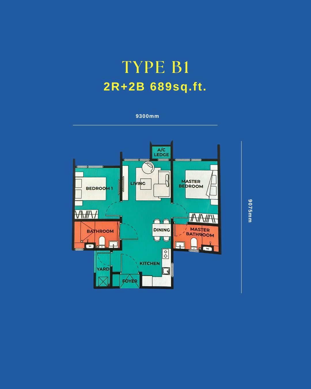 2 bedroom condo layout in Bukit Jalil new launch residence