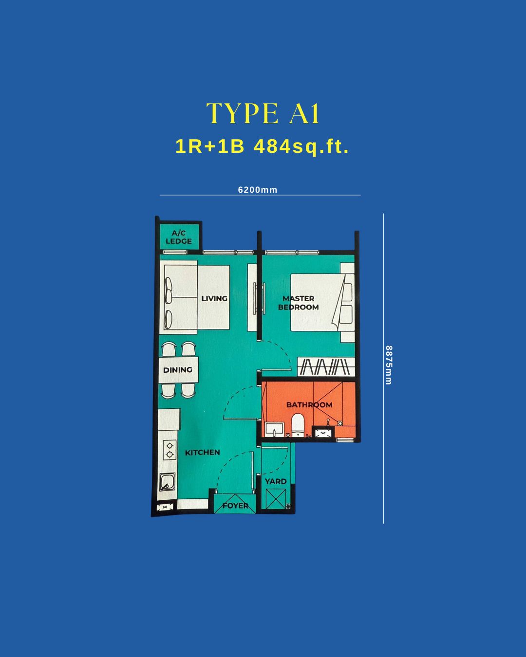 1 bedroom condo layout in Bukit Jalil new launch residence