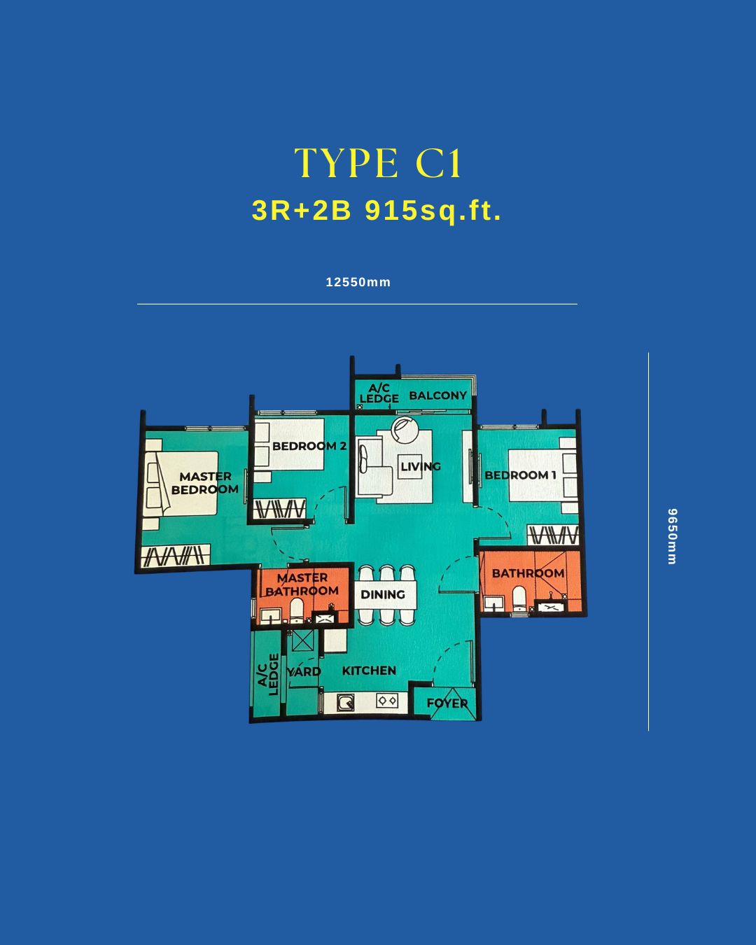 elderly 3 bedrooms condo layout in Bukit Jalil new launch residence