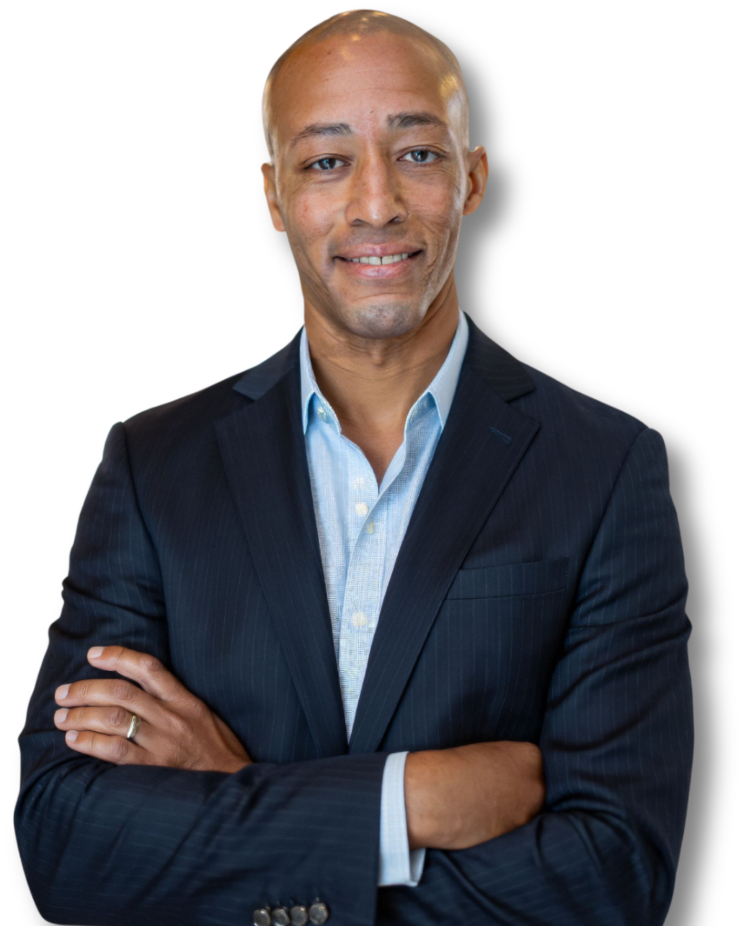 Alain Leroy, venture architect and author of Venture Philanthropy Blueprint, wearing a navy suit with arms crossed
