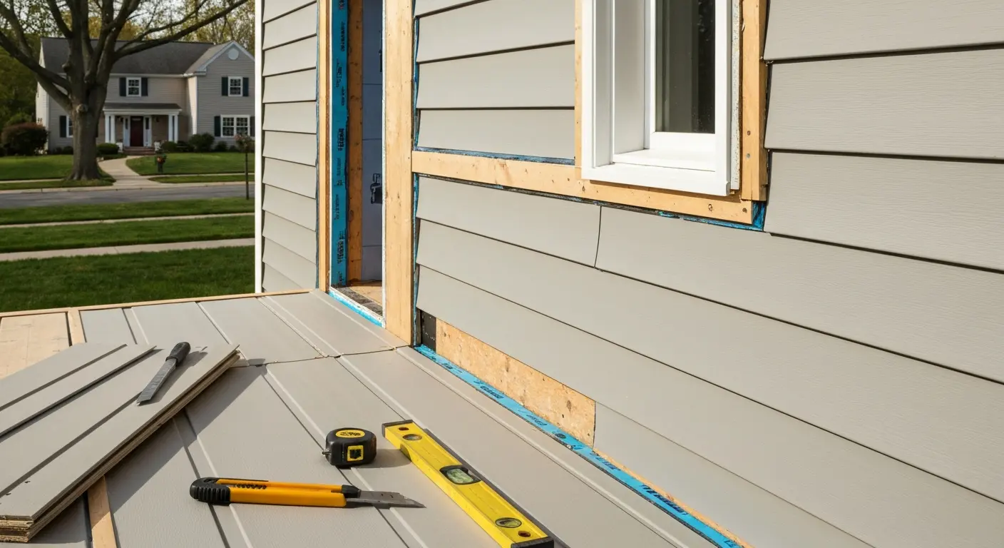 New siding installation