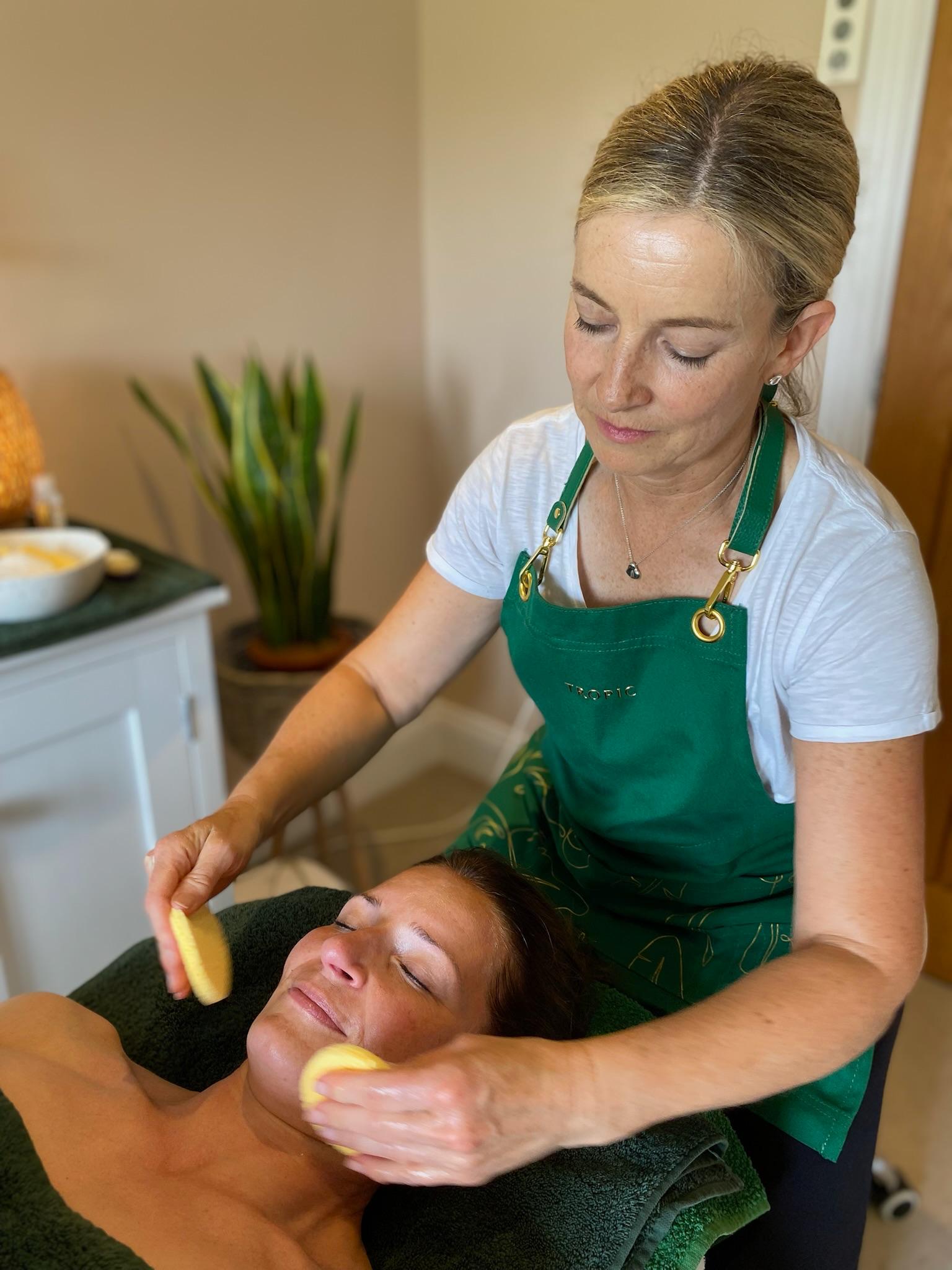 A relaxing facial in progress
