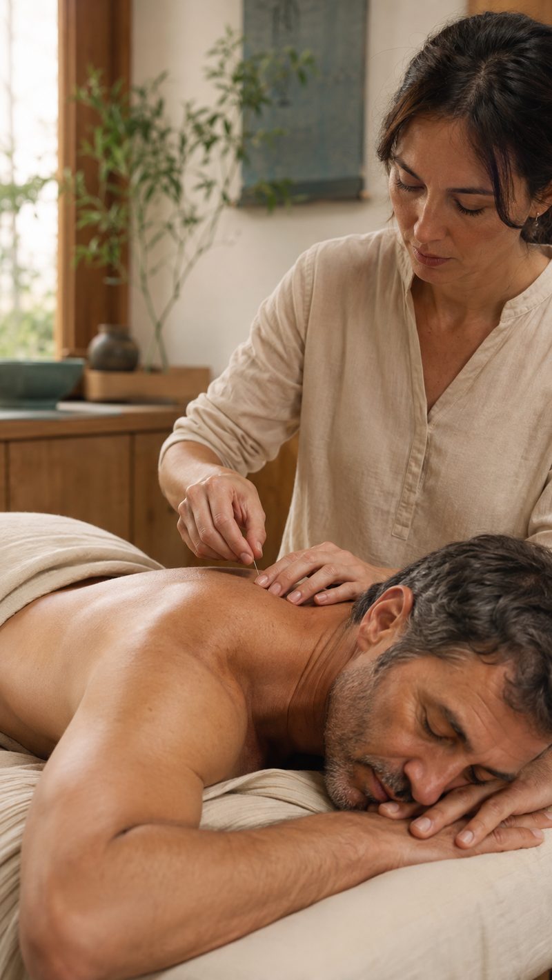 Acupuncture treatment for back and shoulder tension at Cedar Healing Arts