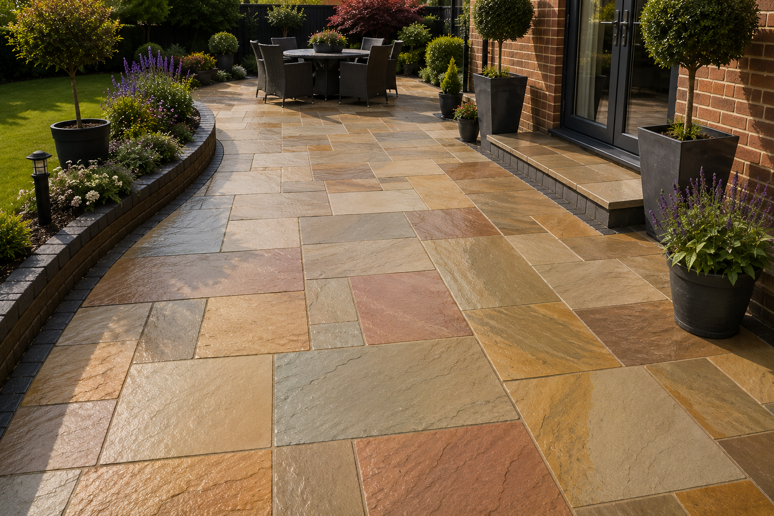 Recent Indian stone project by H & H Driveways & Paving in Chester 8