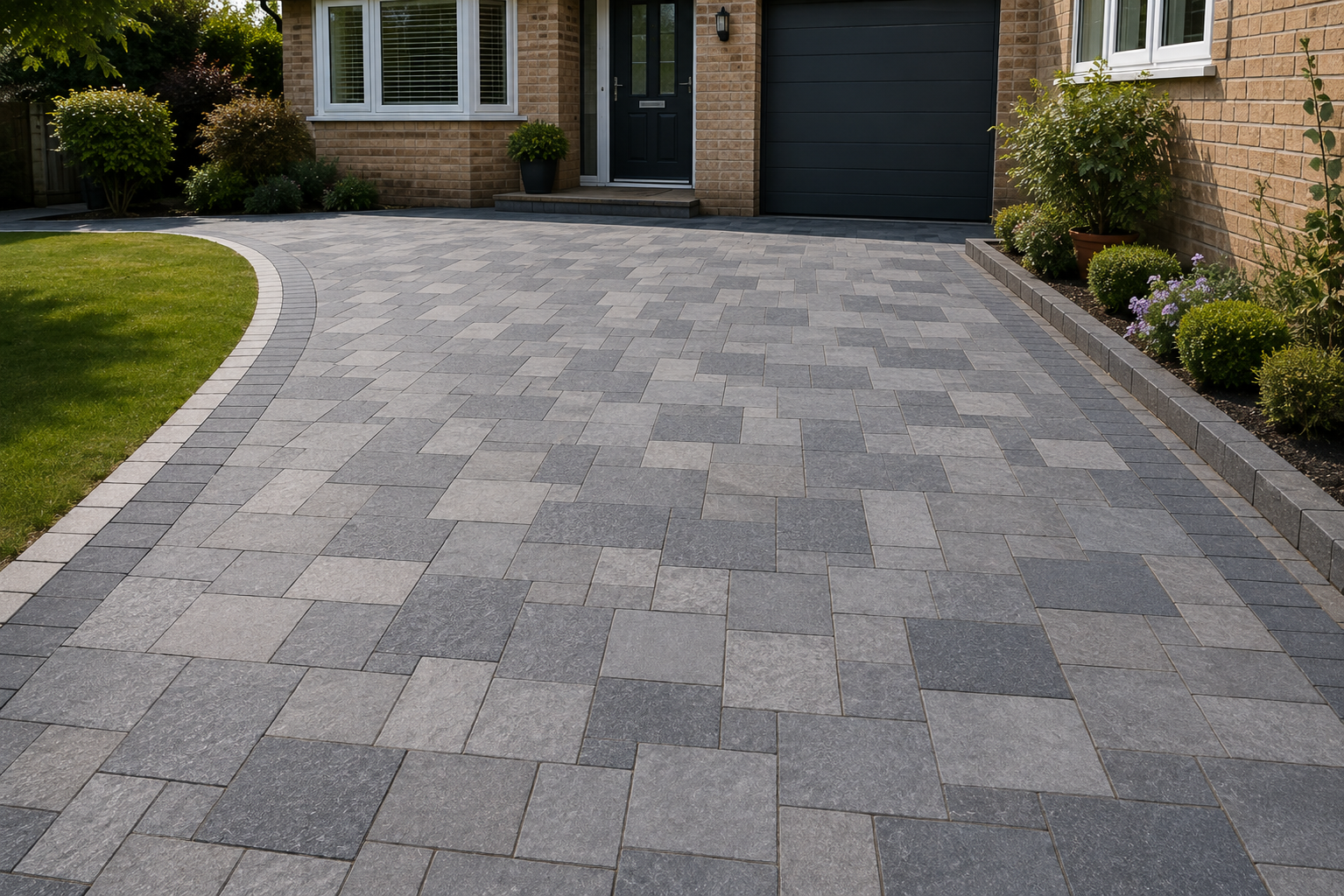 Traditional paving laid by H & H Driveways & Paving