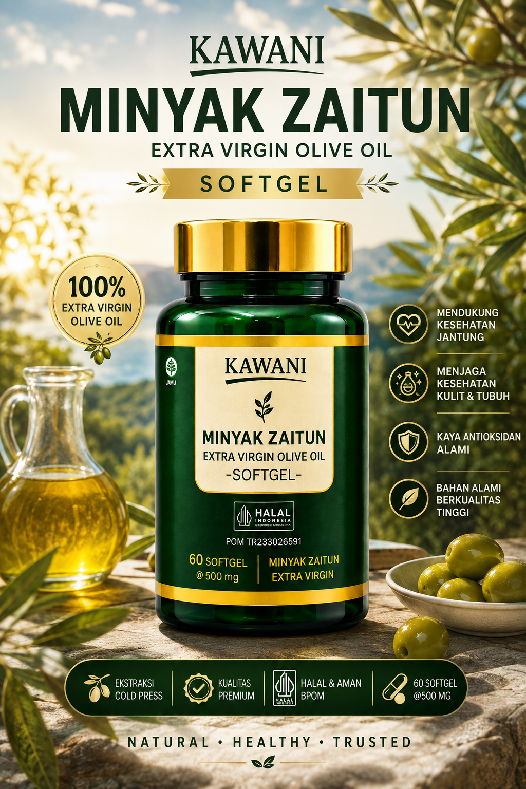 KAWANI Minyak Zaitun Extra Virgin Softgel — natural, healthy, trusted