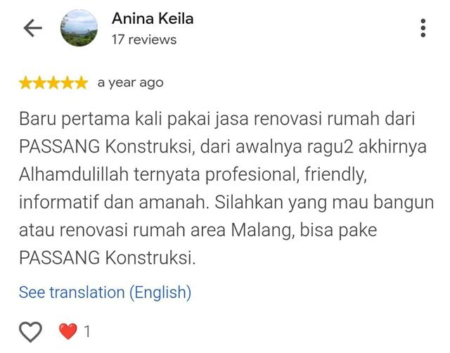 Screenshot ulasan Google Anina Keila