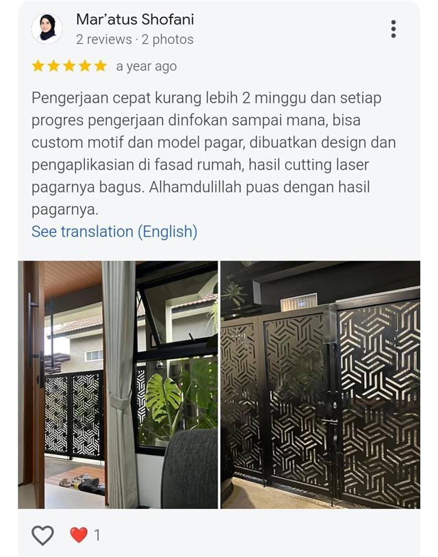 Screenshot ulasan Google Mar'atus Shofani