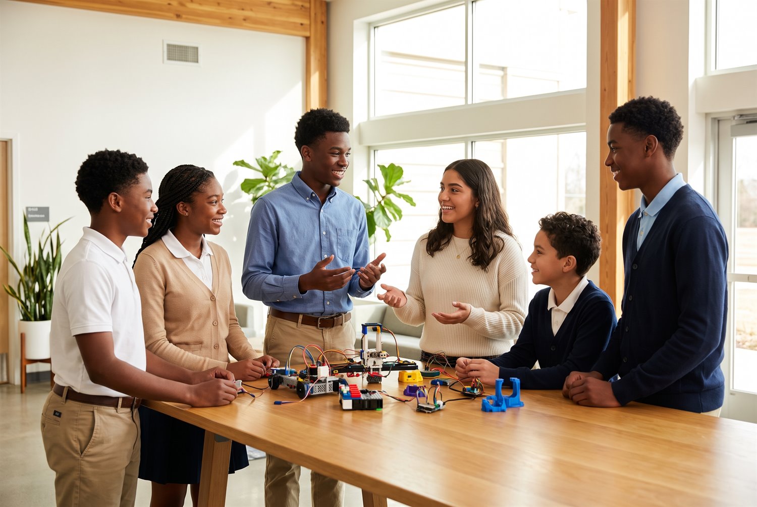 Students leading a hands-on project together