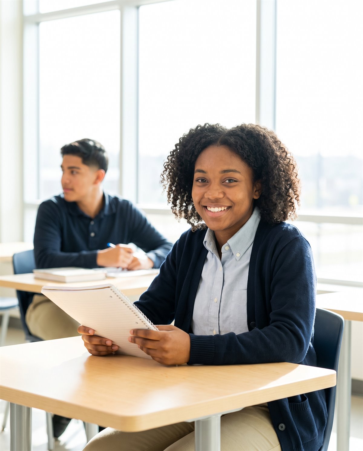 A confident LA Christian Academy student at work