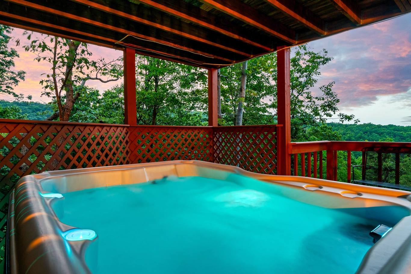 Gazebo and deck with hot tub