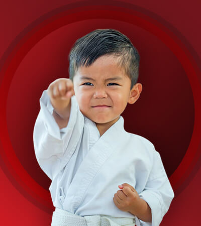 Child in the basic SKILLZ karate program for ages 5 to 6 at KNS Martial Arts in London, Ontario