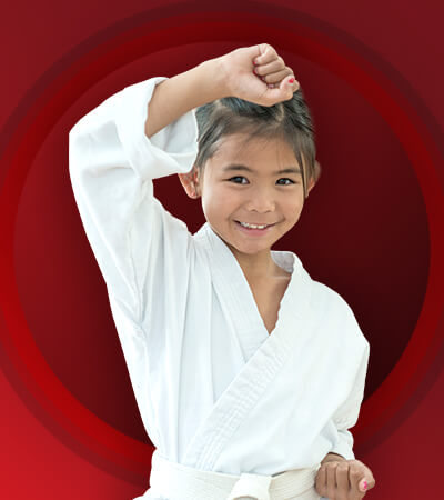 Child in the Shorinjiryu Kohai karate class ages 7 to 9 at KNS Martial Arts in London, Ontario