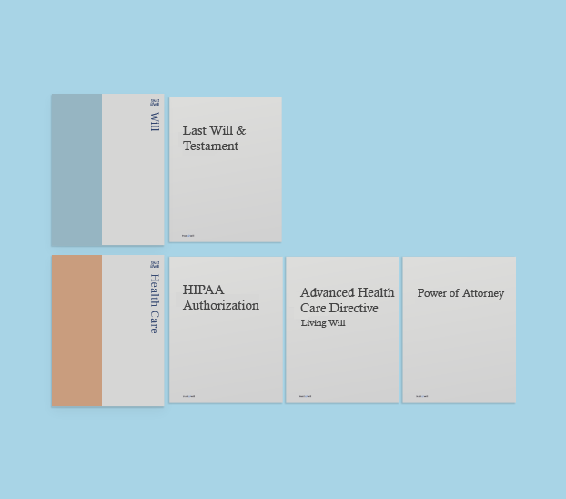 The estate-planning documents included: Last Will and Testament, HIPAA Authorization, Advanced Health Care Directive, and Power of Attorney