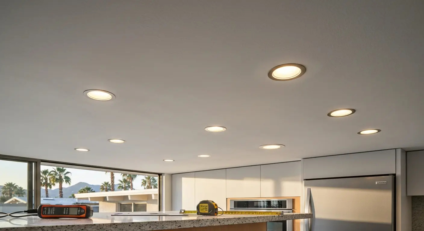 Recessed ceiling lighting in modern kitchen