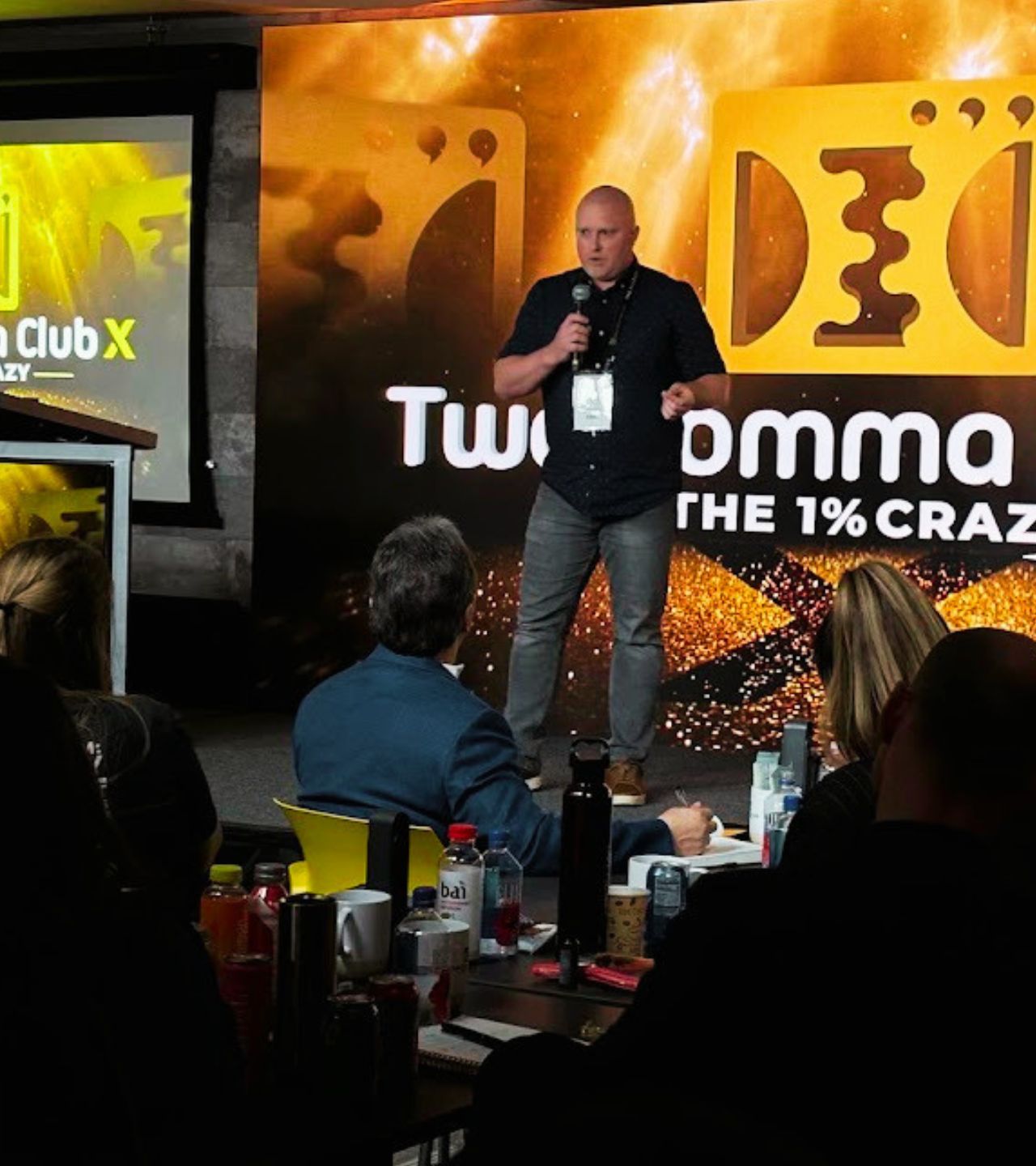 Jared, founder of The Scale Room, speaking on stage at ClickFunnels HQ