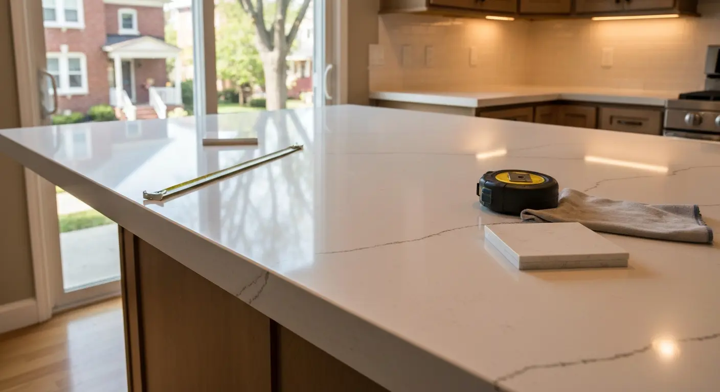 Quartz countertop installation