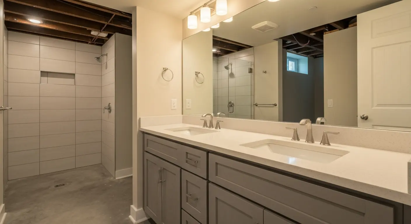 Upgraded basement bathroom with modern fixtures in Cincinnati