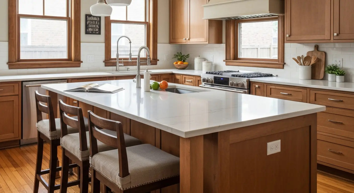 Kitchen island in modern kitchen